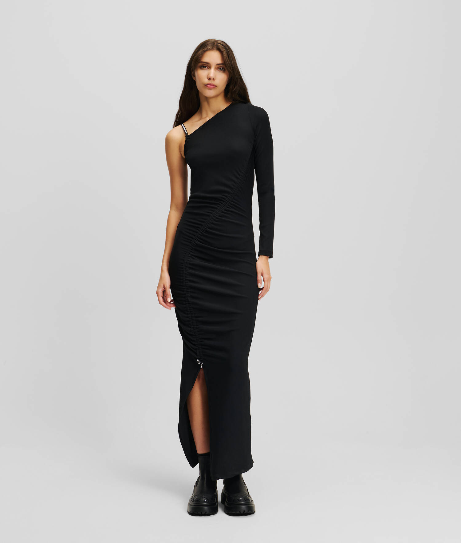ROBE MAXI ASYMÉTRIQUE FRONCÉE KLJ