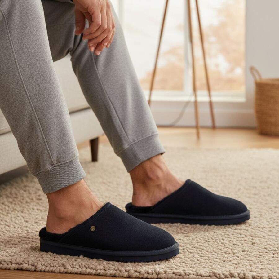 WARMBAT Pantoffels Classic Unisex Maat: 42 Materiaal: Suède Kleur: Blauw