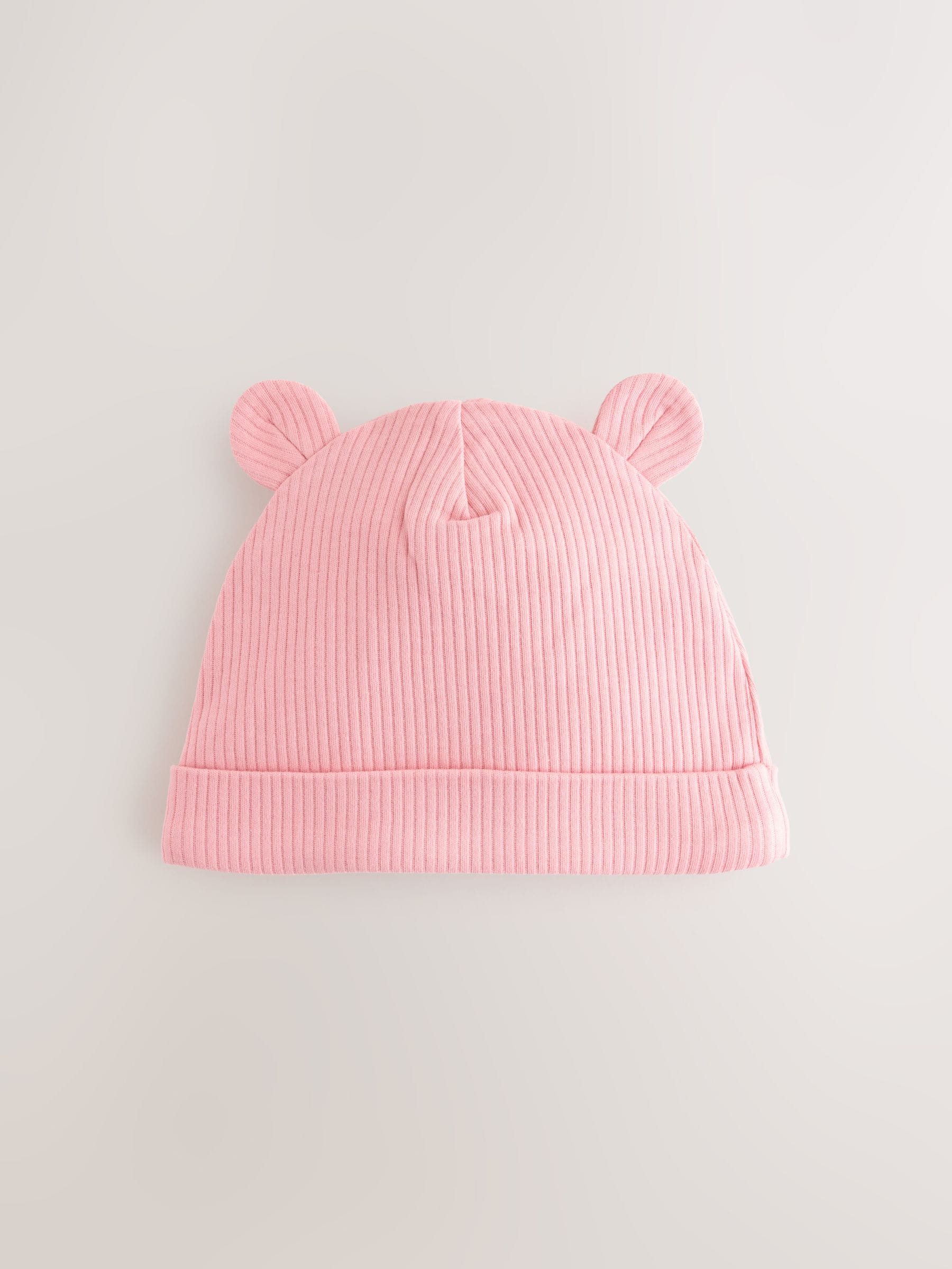 Roze - 4 -delige Baby Muts en Slabbetjes Set (0-18mnd)