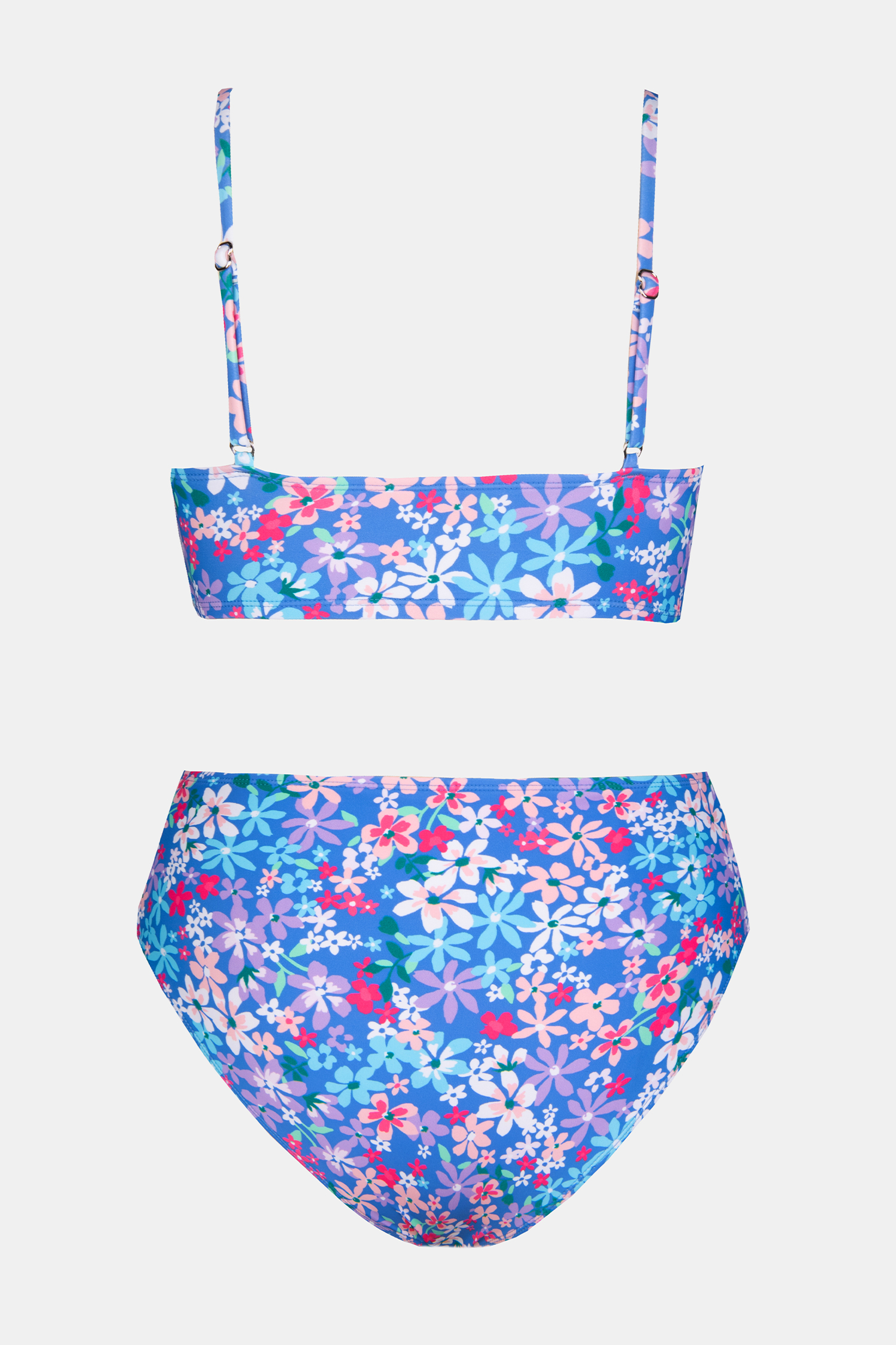 Bikini fleuri taille haute et bralette torsadée