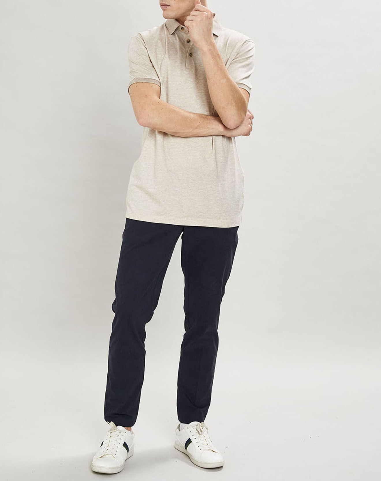 Hackett London Polo chiné mercerisé Classic Fit beige