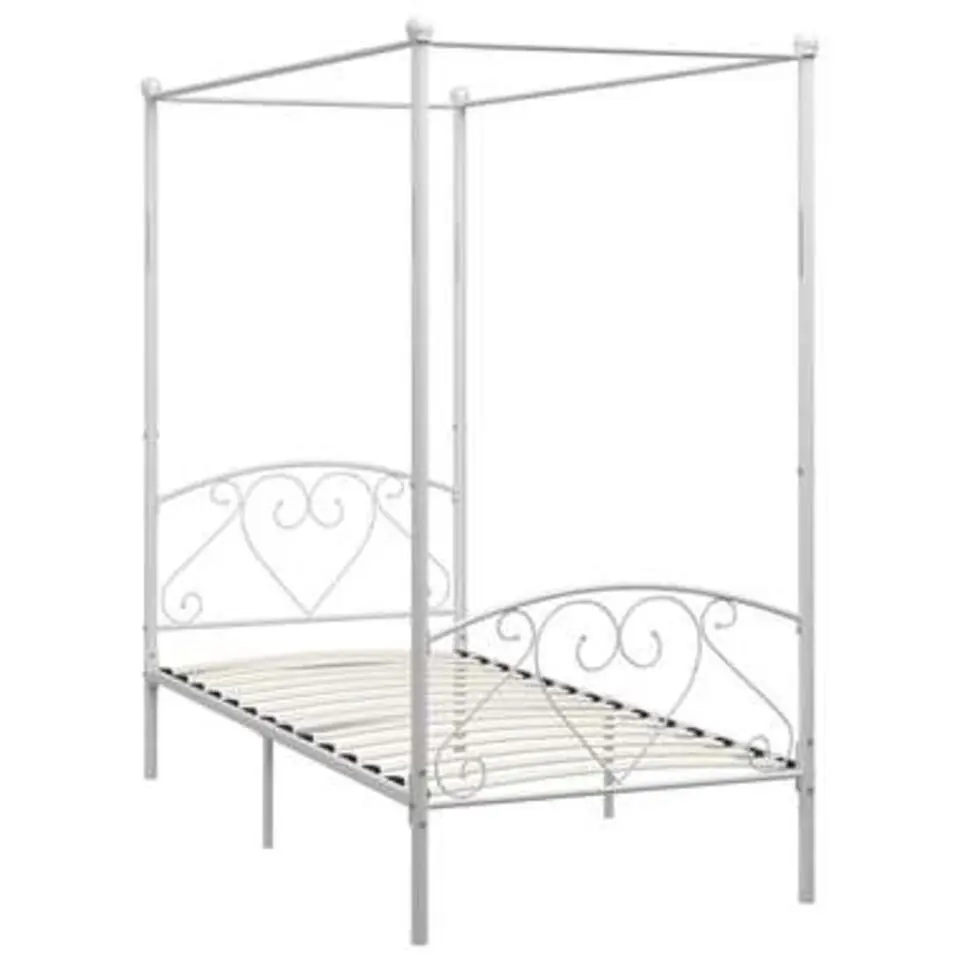 vidaXL - Hemelbed met hoofdbord - Wit - Metaal - 90x200 cm