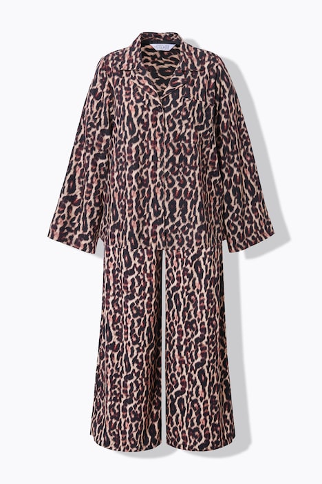 Schlafanzug, Zweiteiler, Leoprint, Boxy Shape, lange Hose