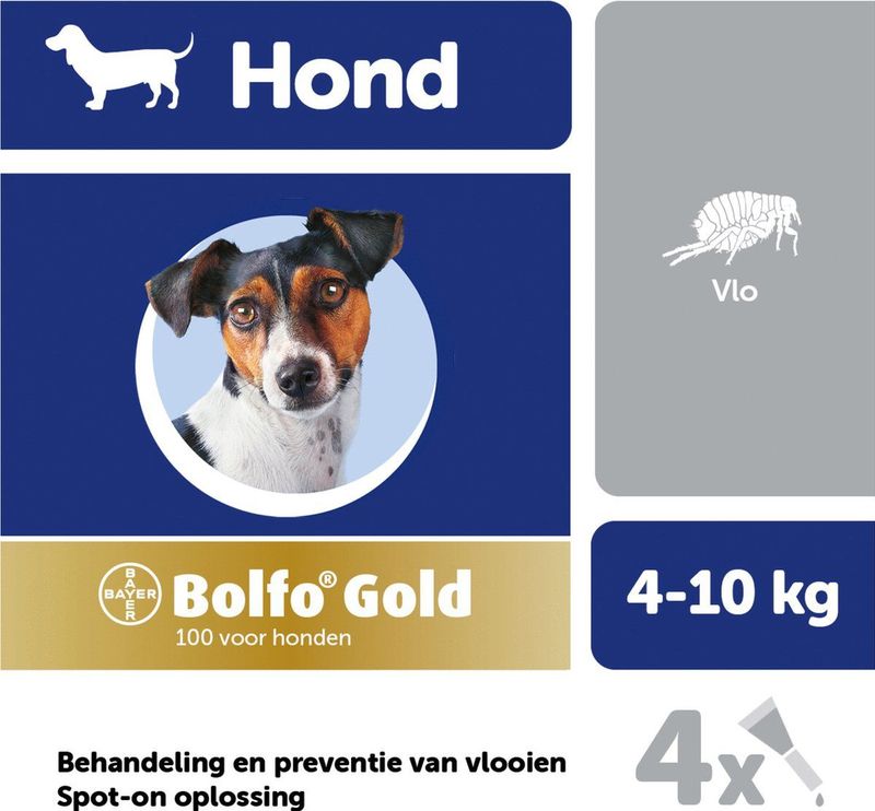 Bolfo Gold 100 Anti vlooienmiddel - Hond - 4 Tot 10 kg - 4 pipetten