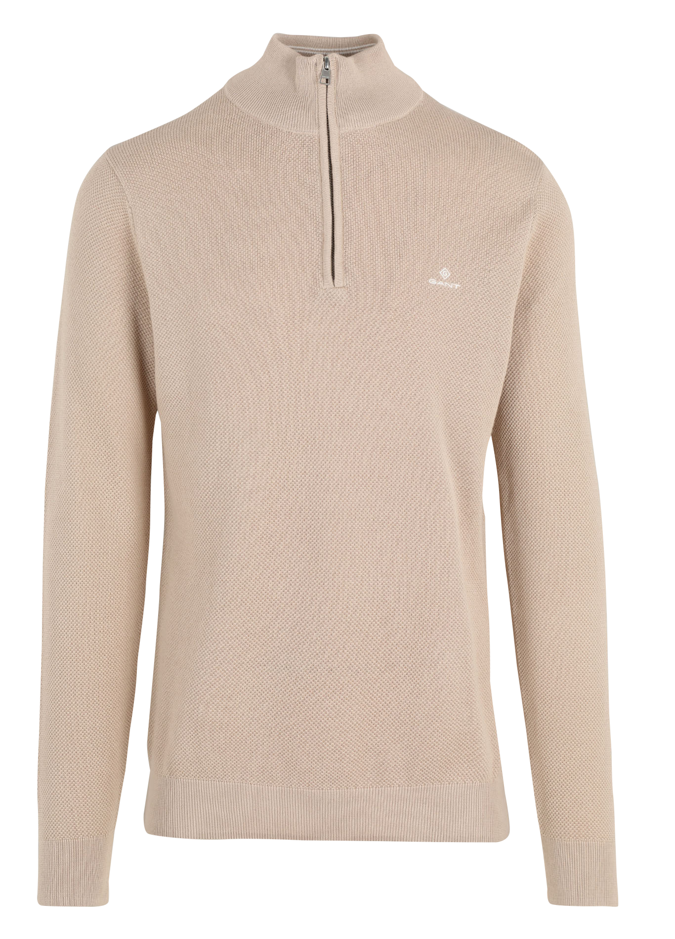 COTTON PIQUE HALF ZIP - Pull col montant zippé regular-fit en coton | Gris