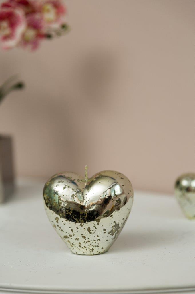 Kerze - silber - Herzform - 10 cm