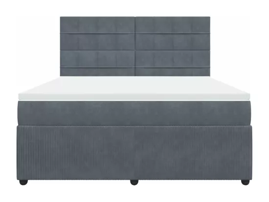 Sommier à lattes de lit et matelas Gris foncé 180x200cm Velours