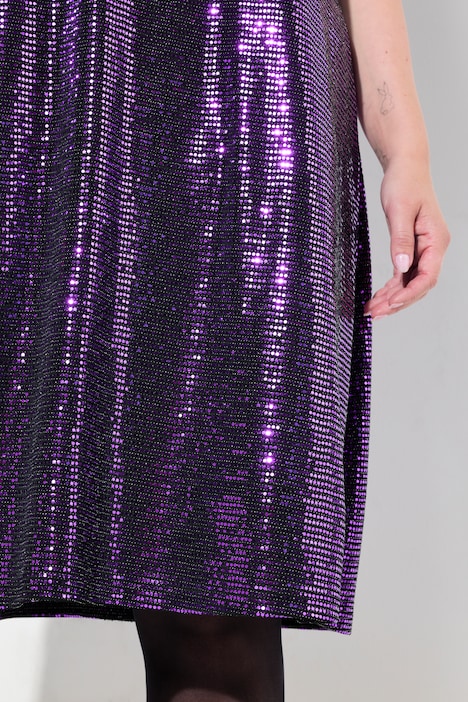 Kleid, A-Linie, Pailletten-Optik, 3/4-Ärmel