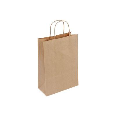 50 Sacs cadeau kraft - poignées torsadées - 18 cm x 8 cm x 22 cm - brun