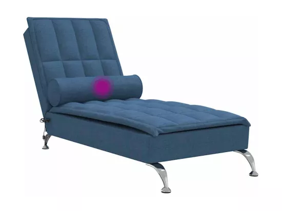 Prolenta Premium - Chaise longue de massage avec traversin bleu tissu