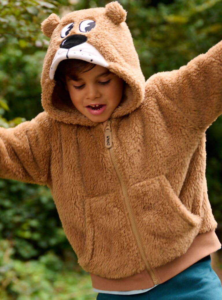 Gilet taupe à capuche pour garçon