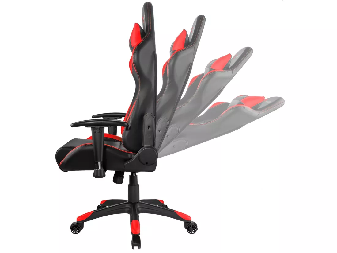 Paracon Rogue Fauteuil de gamer avec oreiller cervical et soutien lombaire, rouge.