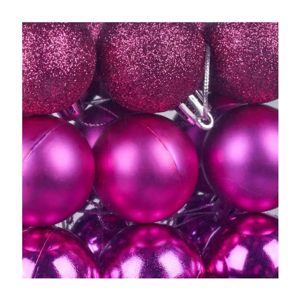 Relaxdays Kerstballen - 100x st - fuchsia roze - kunststof