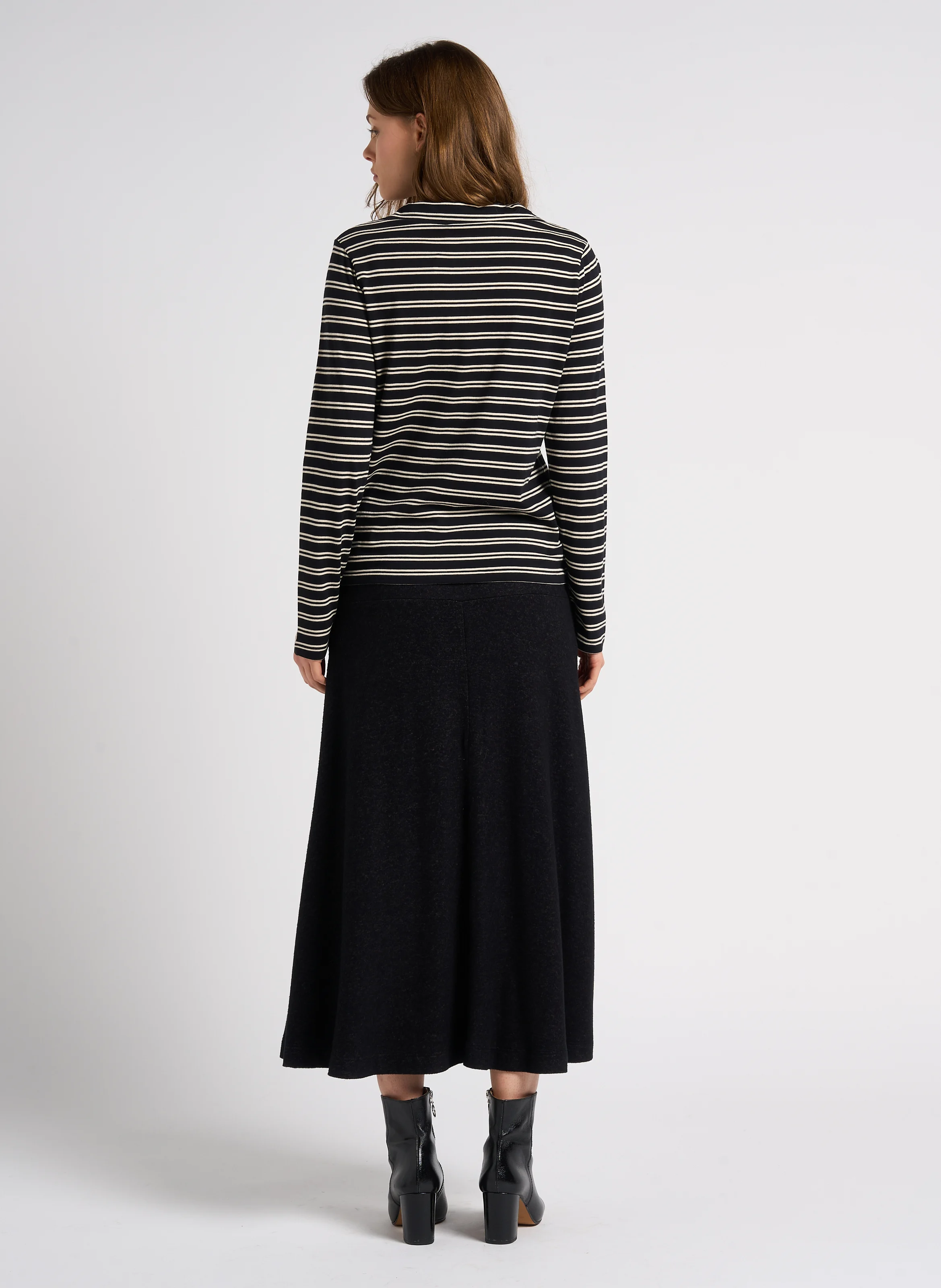 Jupe longue évasée en coton mélangé | Gris