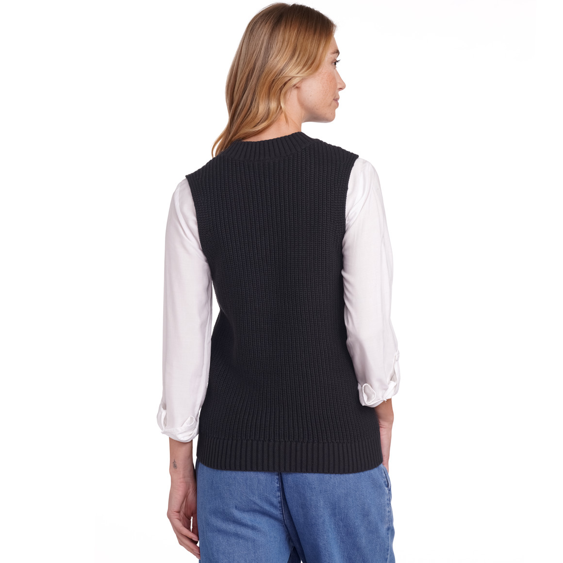 Jonas Nielsen Damen Strickpullunder im Basic-Look nachtblau