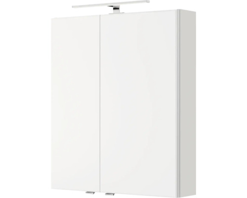 Pelipal badkamermeubelset serie 4035, BxHxD 60 x 200 x 45 mm, witte fronten. 3-delige badkamermeubelset bestaande uit een witte keramische wastafel, badmeubel en spiegelkast met ledverlichting.
