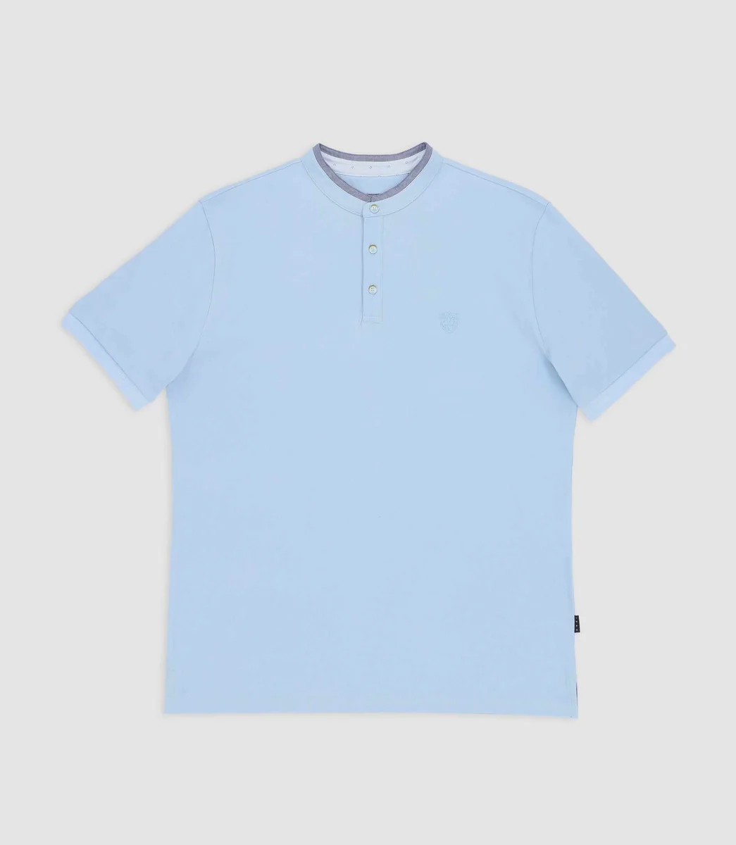 Polo uni col mao bleu ciel GASPAR