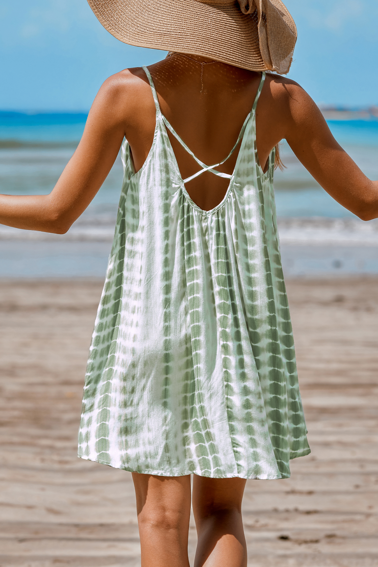 Robe cover up tie dye brune et blanche