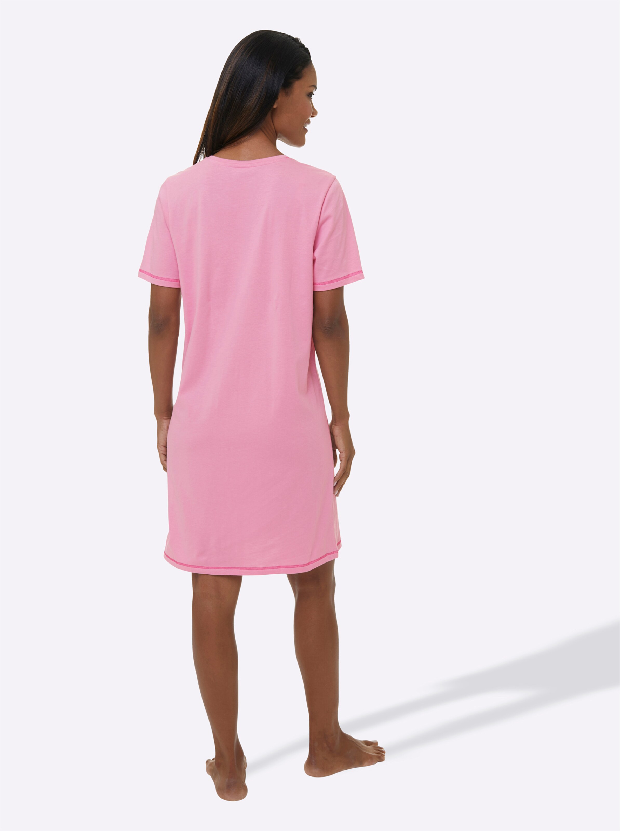 wäschepur Kurzarm-Sleepshirts in erika + erika-gestreift