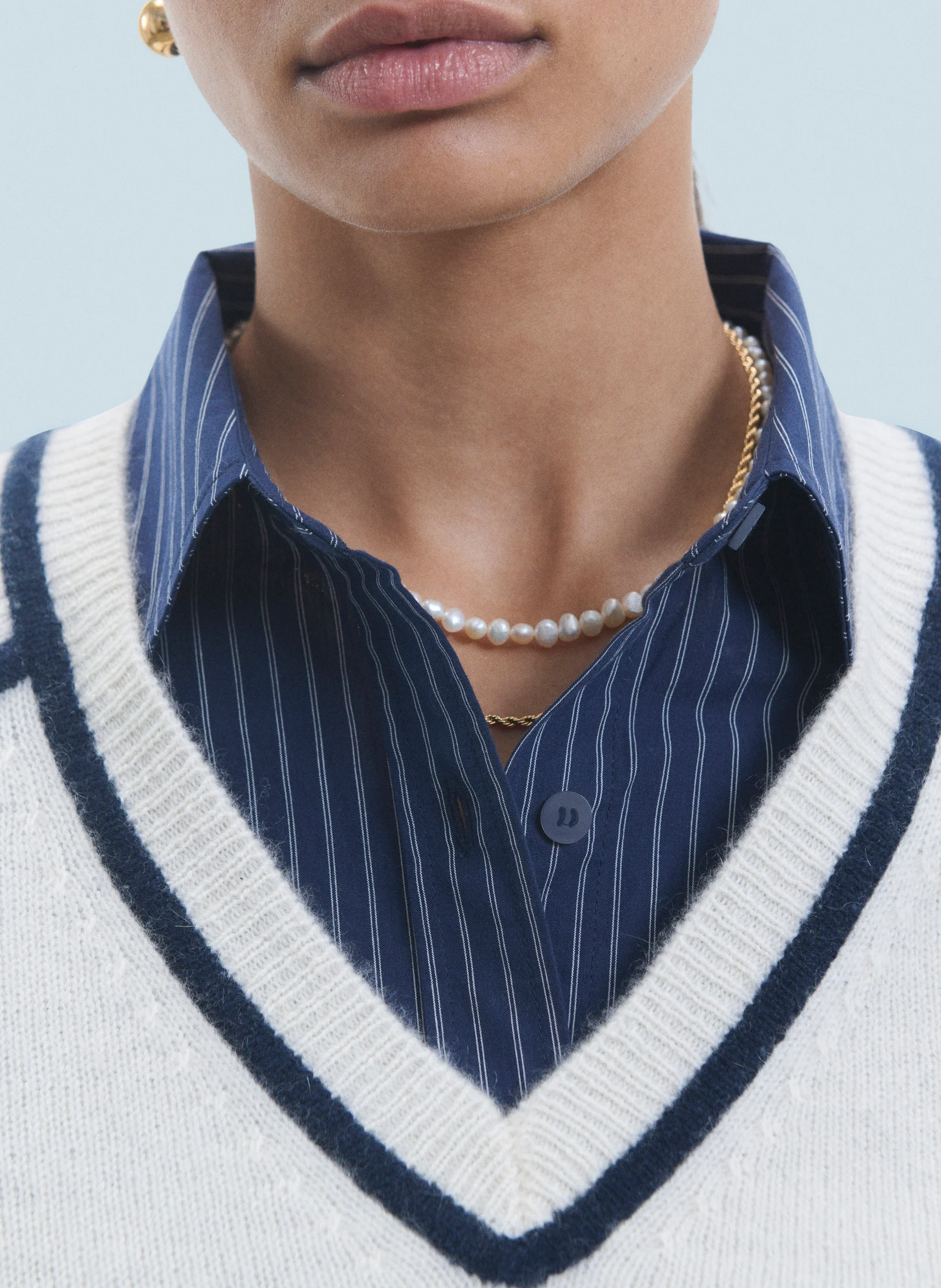 Pull col v en cachemire | Blanc