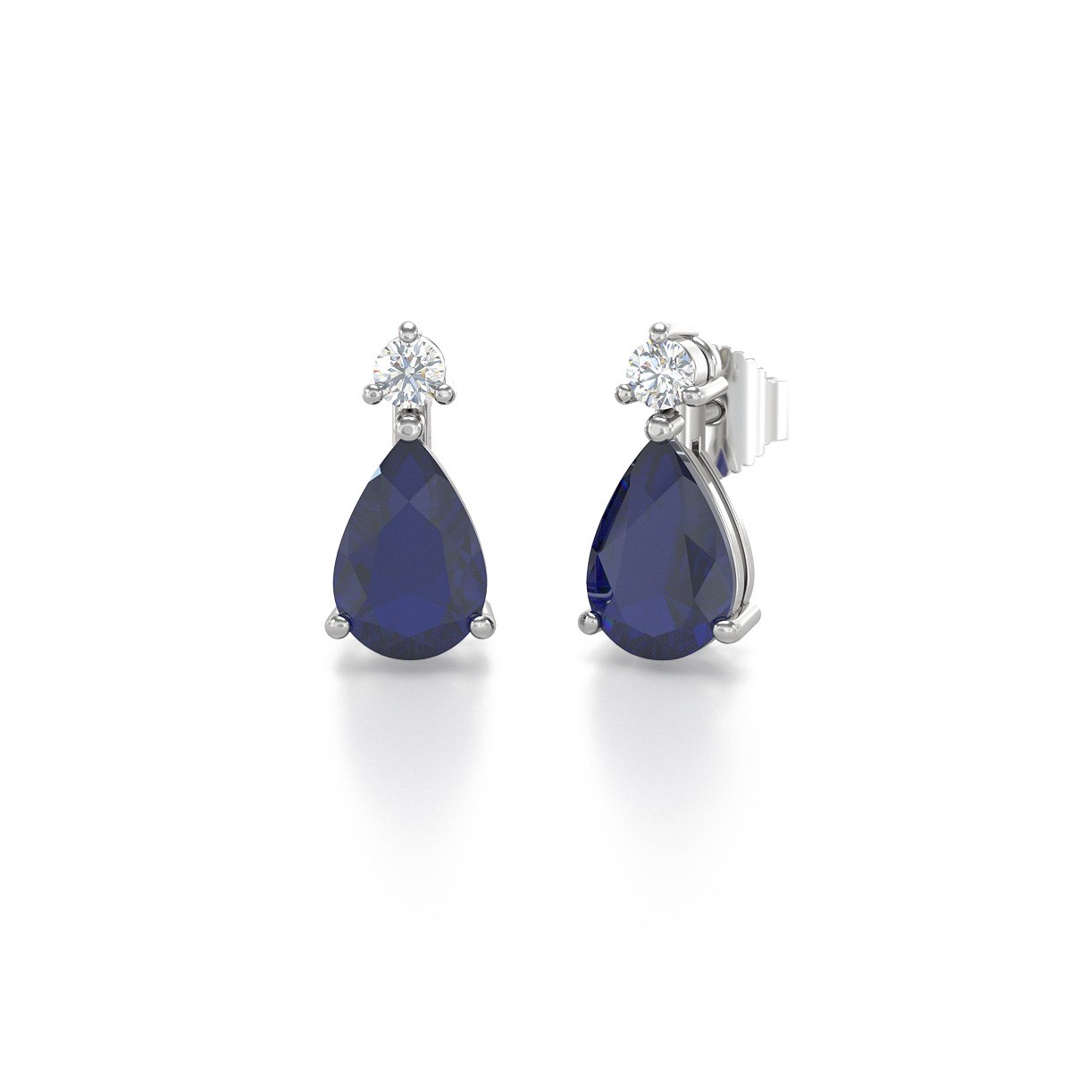 Boucles d'oreilles ADEN Saphir et Diamants sur Argent 925 1.15grs