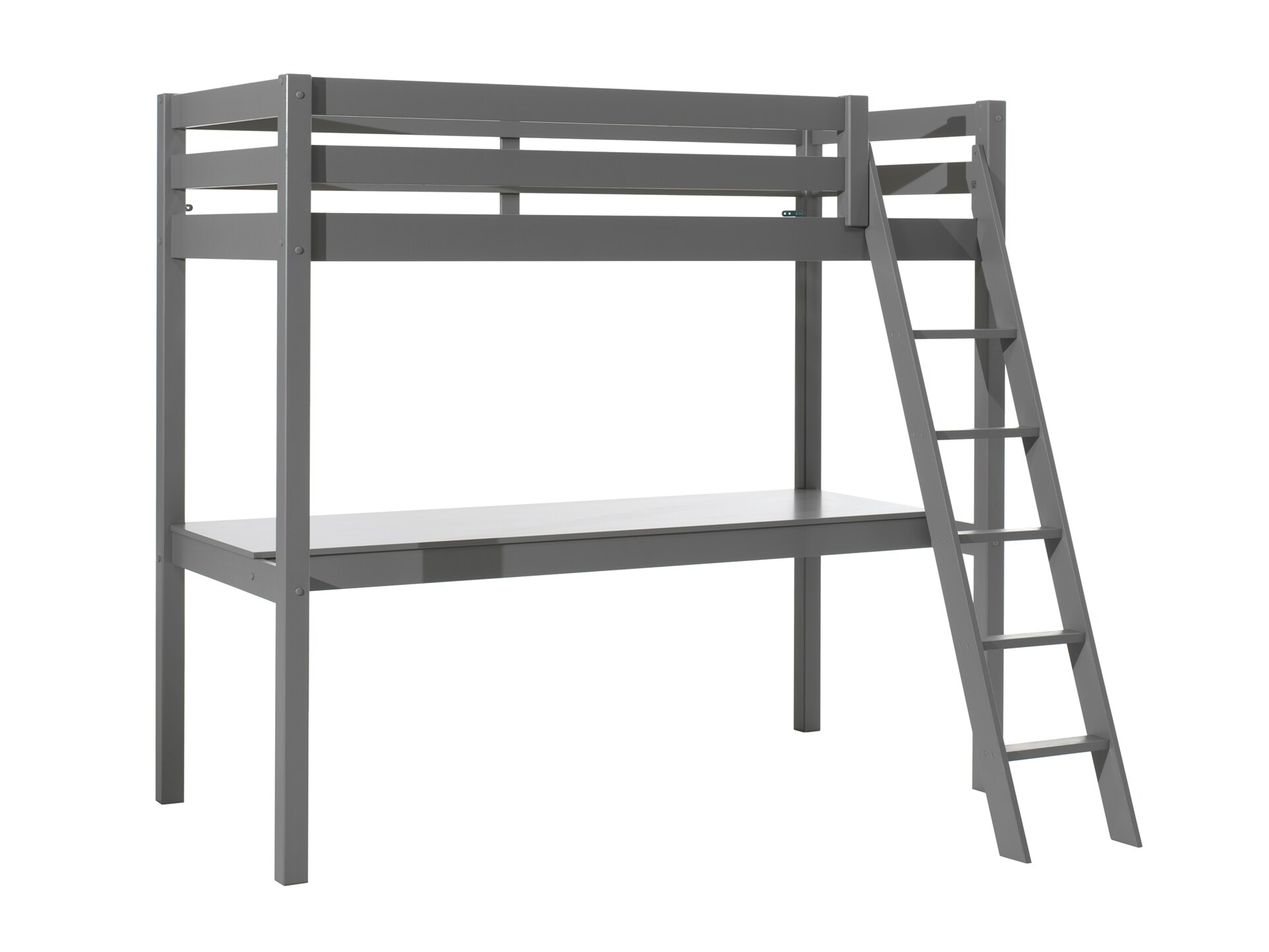 Hochbett mit Liegefläche 90 x 200 cm und großer Schreibtischplatte versch. Farben