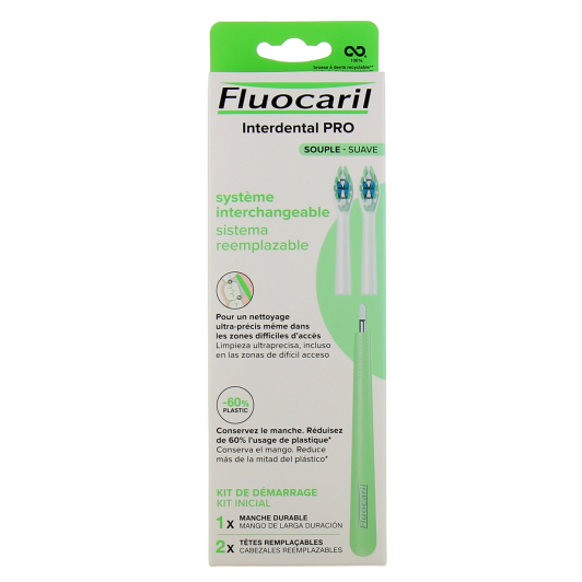 Fluocaril Brosse à dents manuelle tête remplaçable Interdental Pro