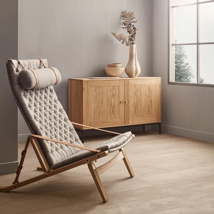 Carl Hansen - FK10 Plico Lounge Chair, Eiche geölt / Canvas natur / Leinen natur