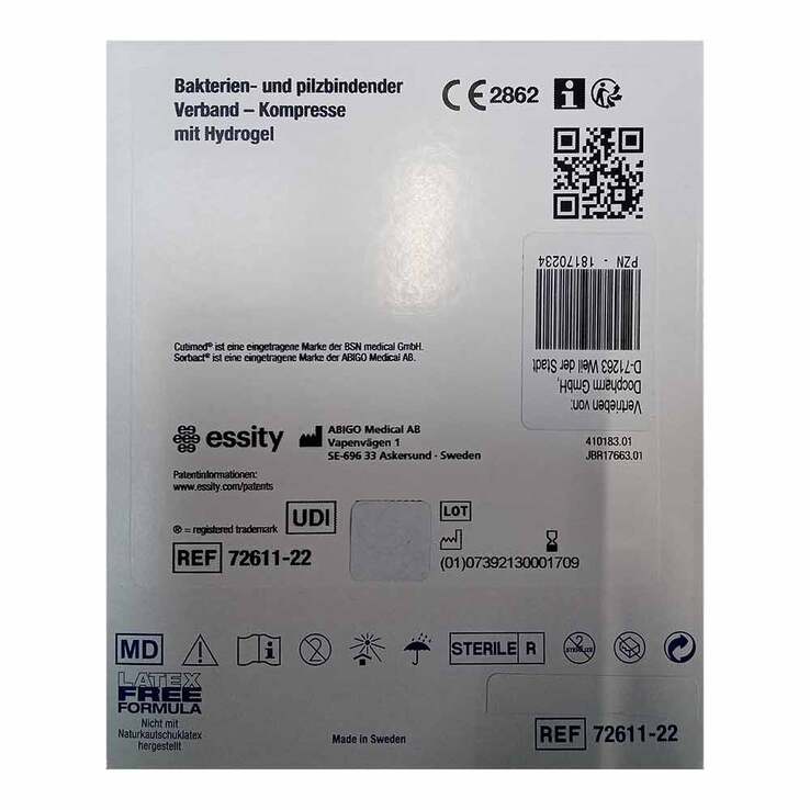 Cutimed Sorbact Gel Kompressen 7,5x7,5 cm, 12 St