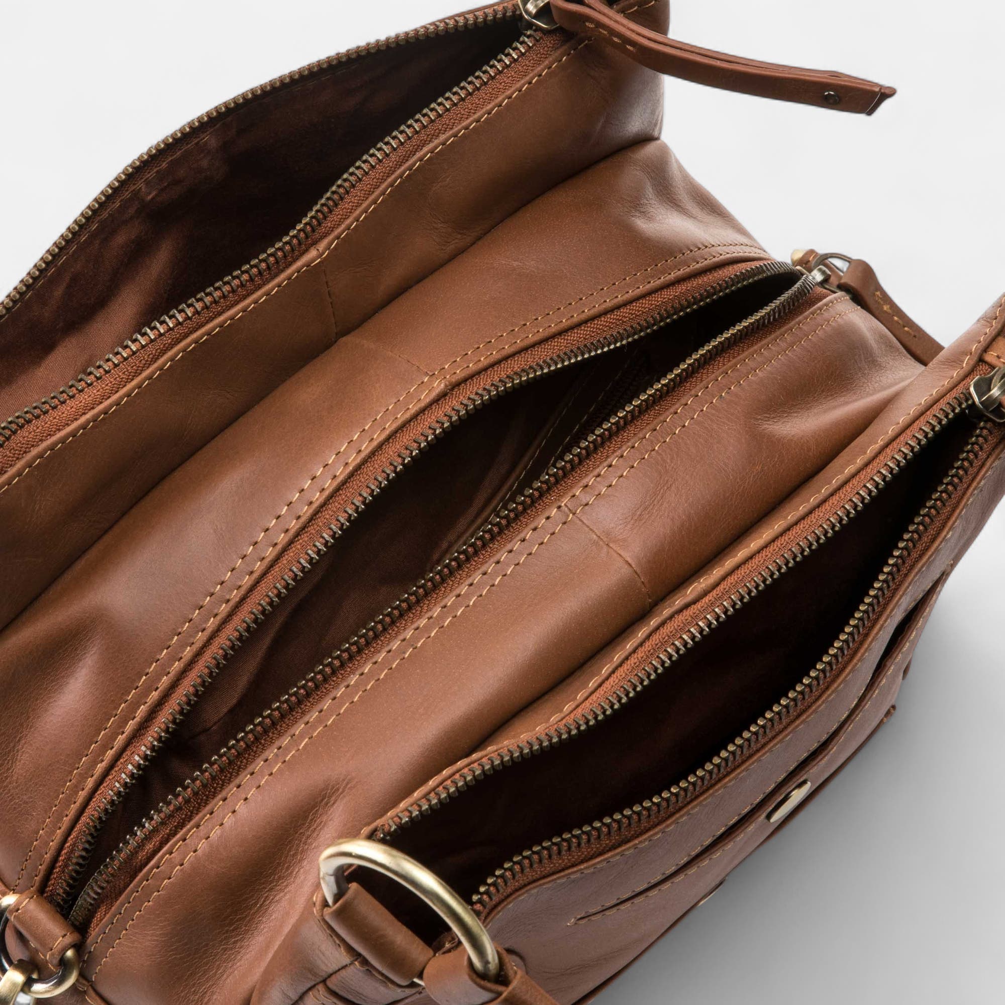 Sac à main en cuir cognac