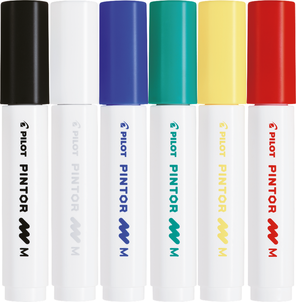 Pilot - Pintor Marker æske med 6 klassiske farver (Medium spids)