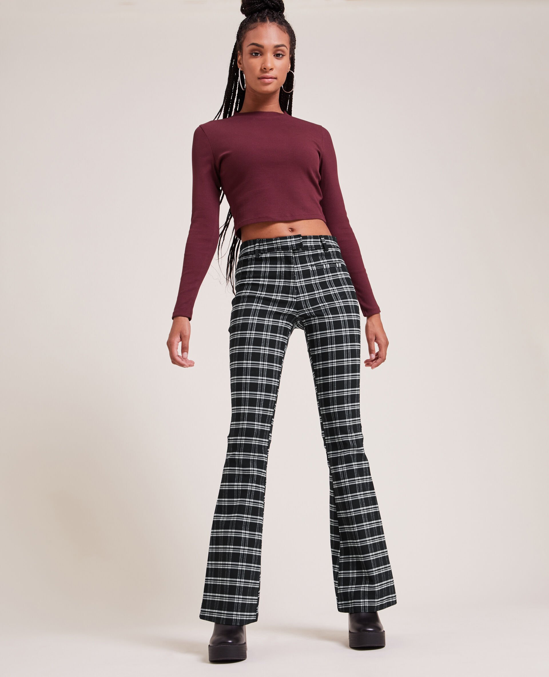 Pantalon flare taille haute - Noir