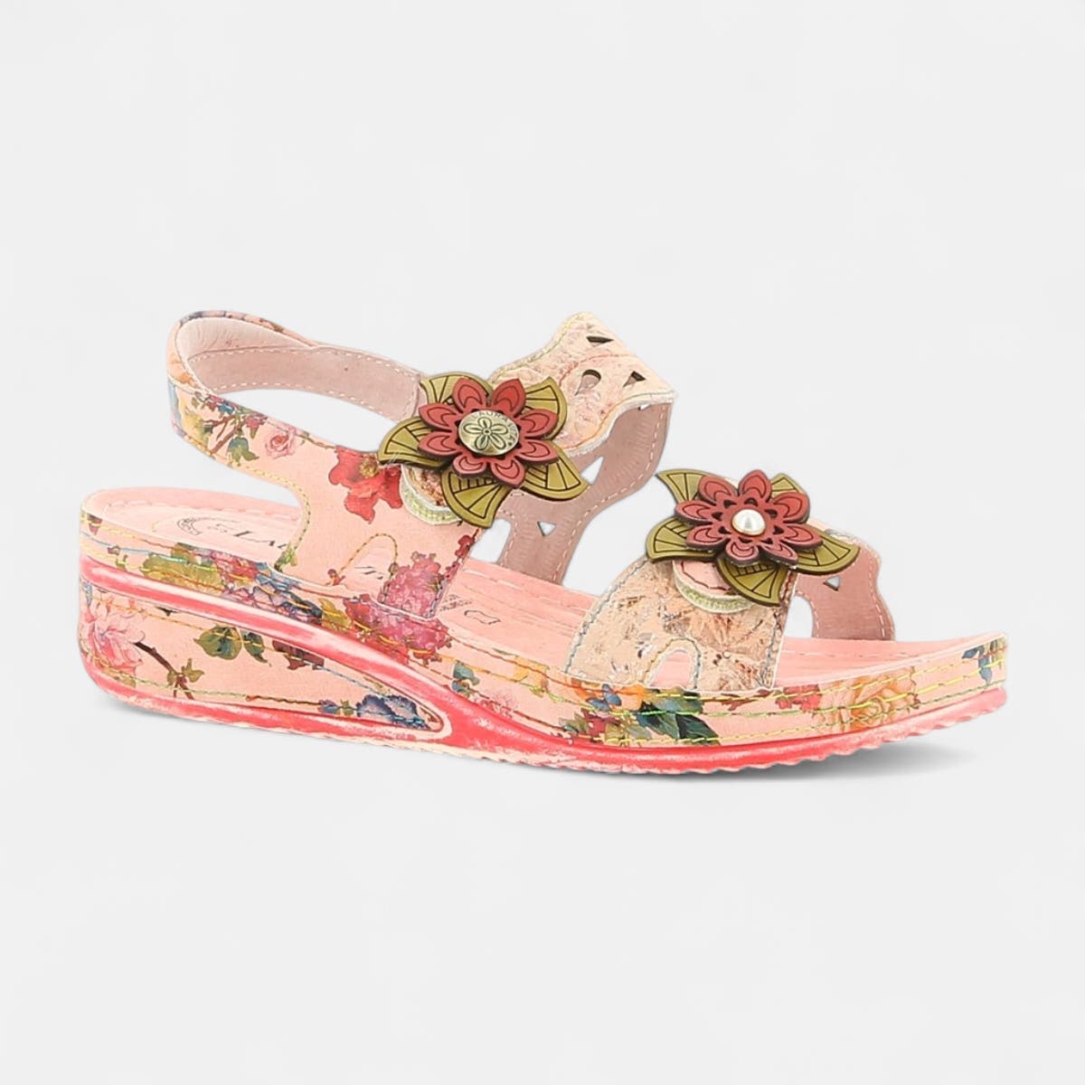 Sandales à talon compensé Femme rose