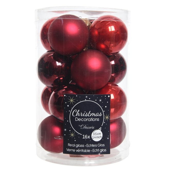 Christbaumkugeln - Rotmix - Ø = ca. 3,5 cm - 16 Stück