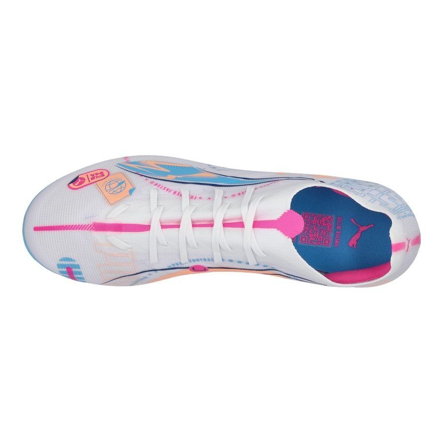 PUMA Ultra 5 Match MG Volume Up - Blanc/Bleu/Poison Pink/Fizzy Melon