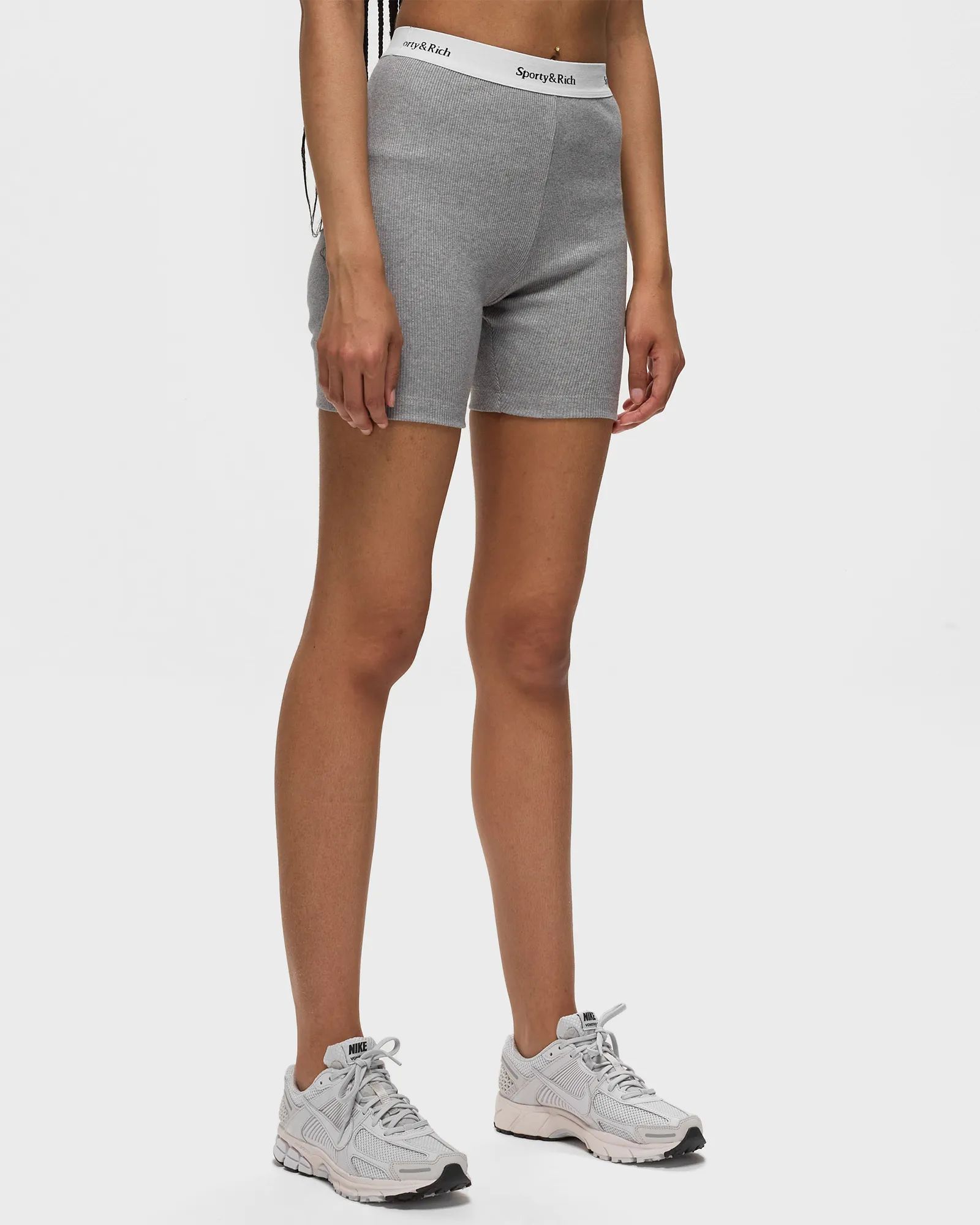 Sporty & Rich Serif Logo Ribbed Biker Short