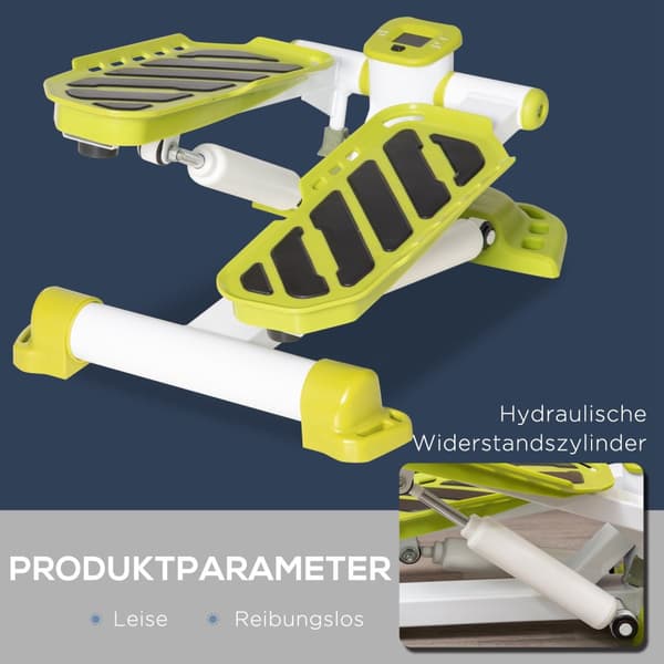 Mini stepper for hjemmet, sklisikker opp-ned stepper med LCD-skjerm, stepper hjemmetrener med to store pedaler, stål, gul