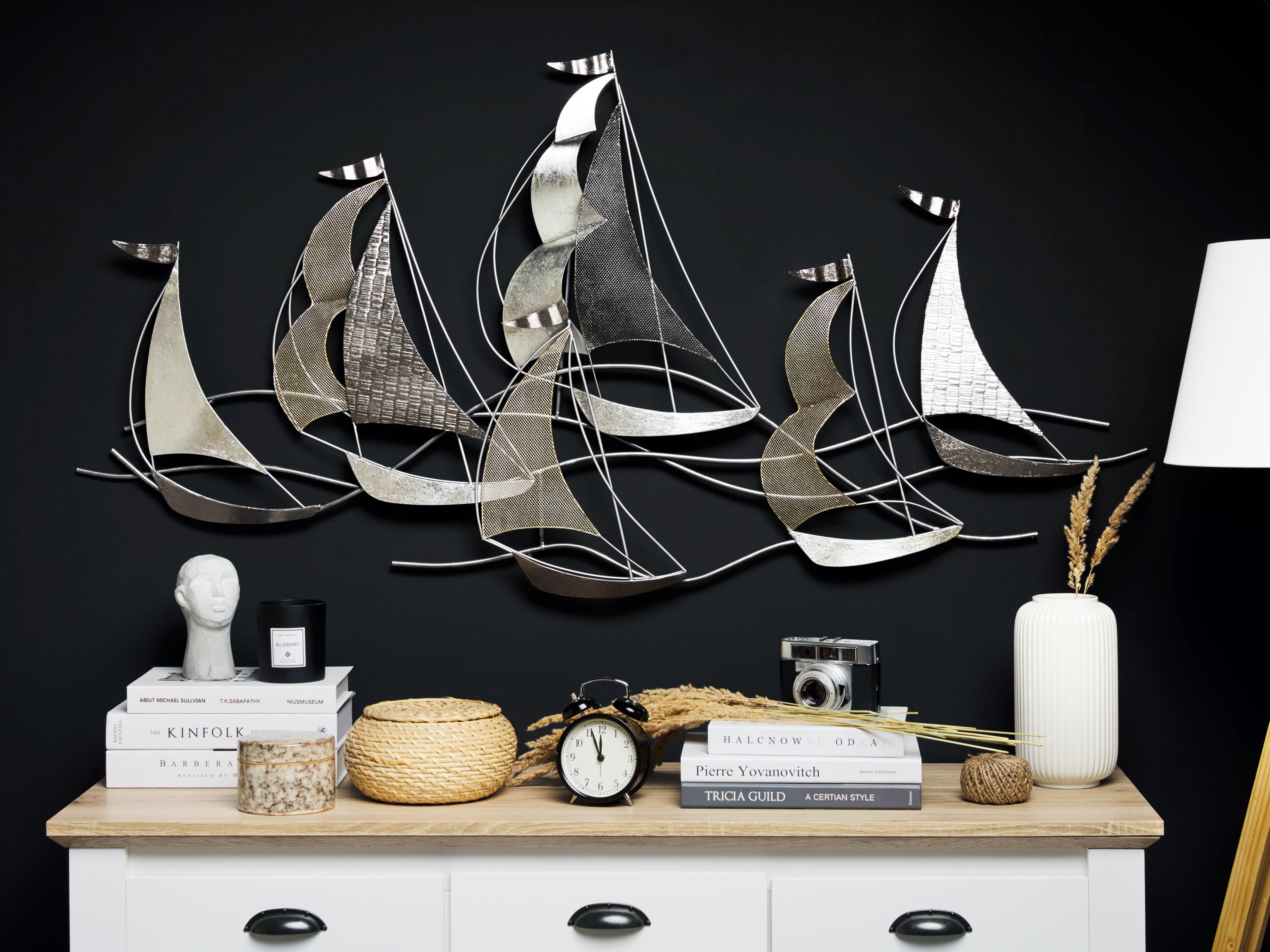 Wanddecoratie Schip AMERICIUM Metaal 67 cm Zilver