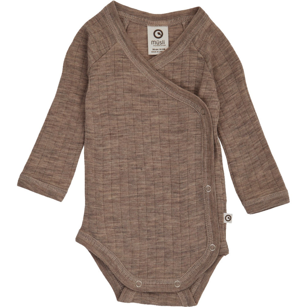 Køb Müsli Walnut Melange Woolly Rib Slå-om L/S Body