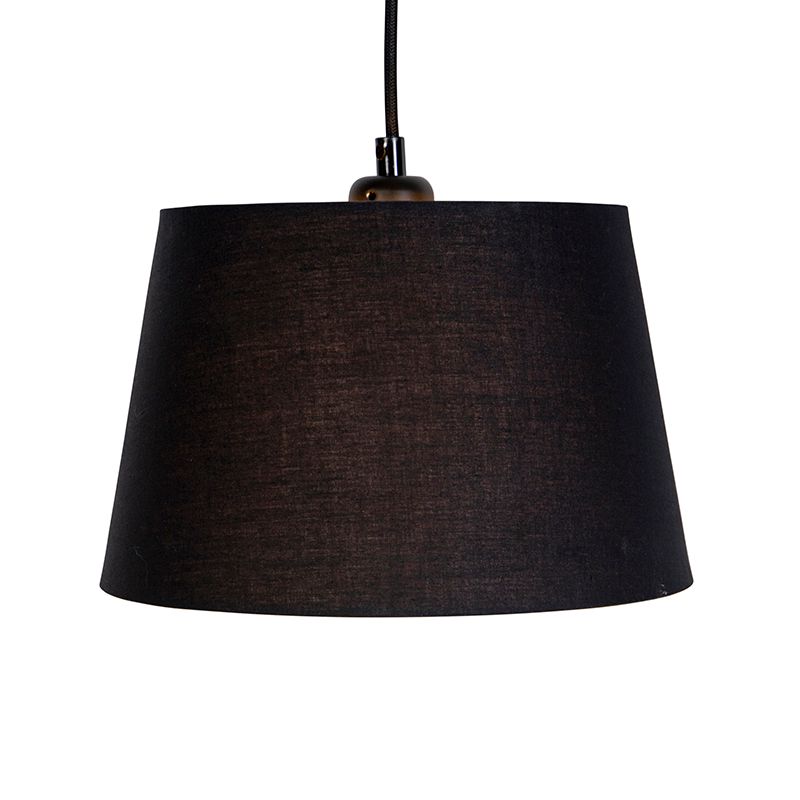 Hanglamp met 3 katoenen kappen zwart met goud - Cava