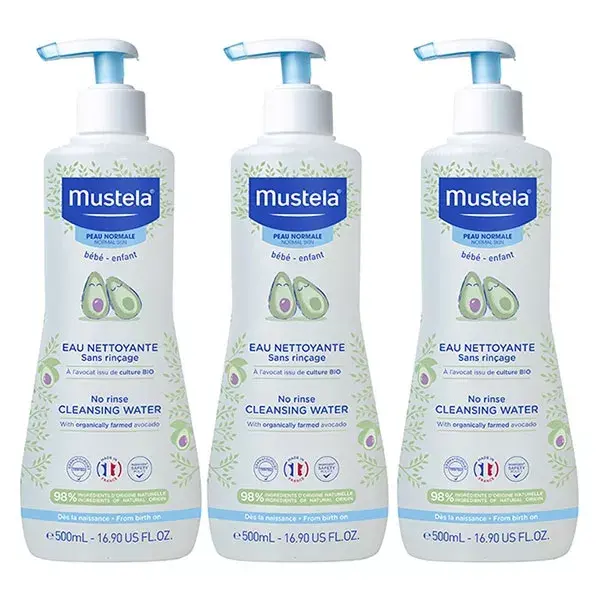 Mustela Bain & Toilette Eau Nettoyante Sans Rinçage Lot de 3 x 500ml