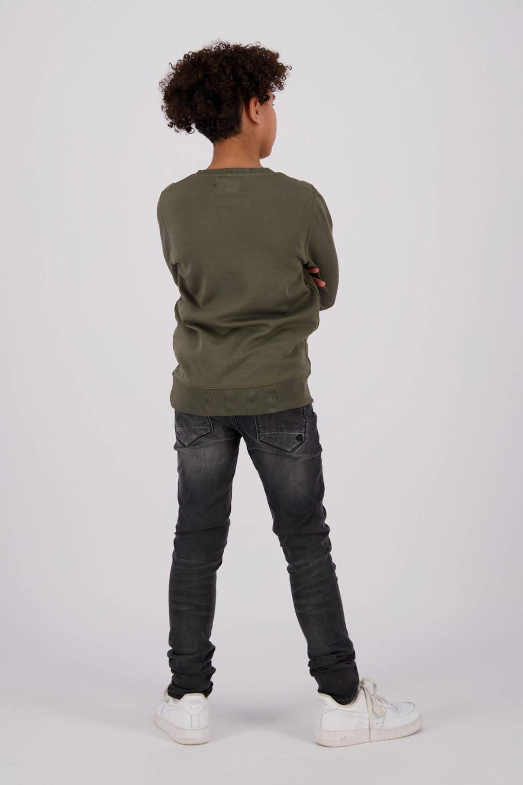 Raizzed sweater Lawton met printopdruk armygroen/zwart