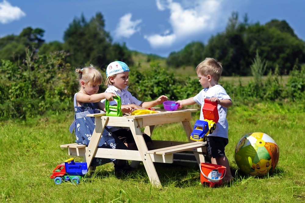 Table enfant pour le jardin - table et chaise enfant avec boite de rangement -90x90xh50 cm - m010-1