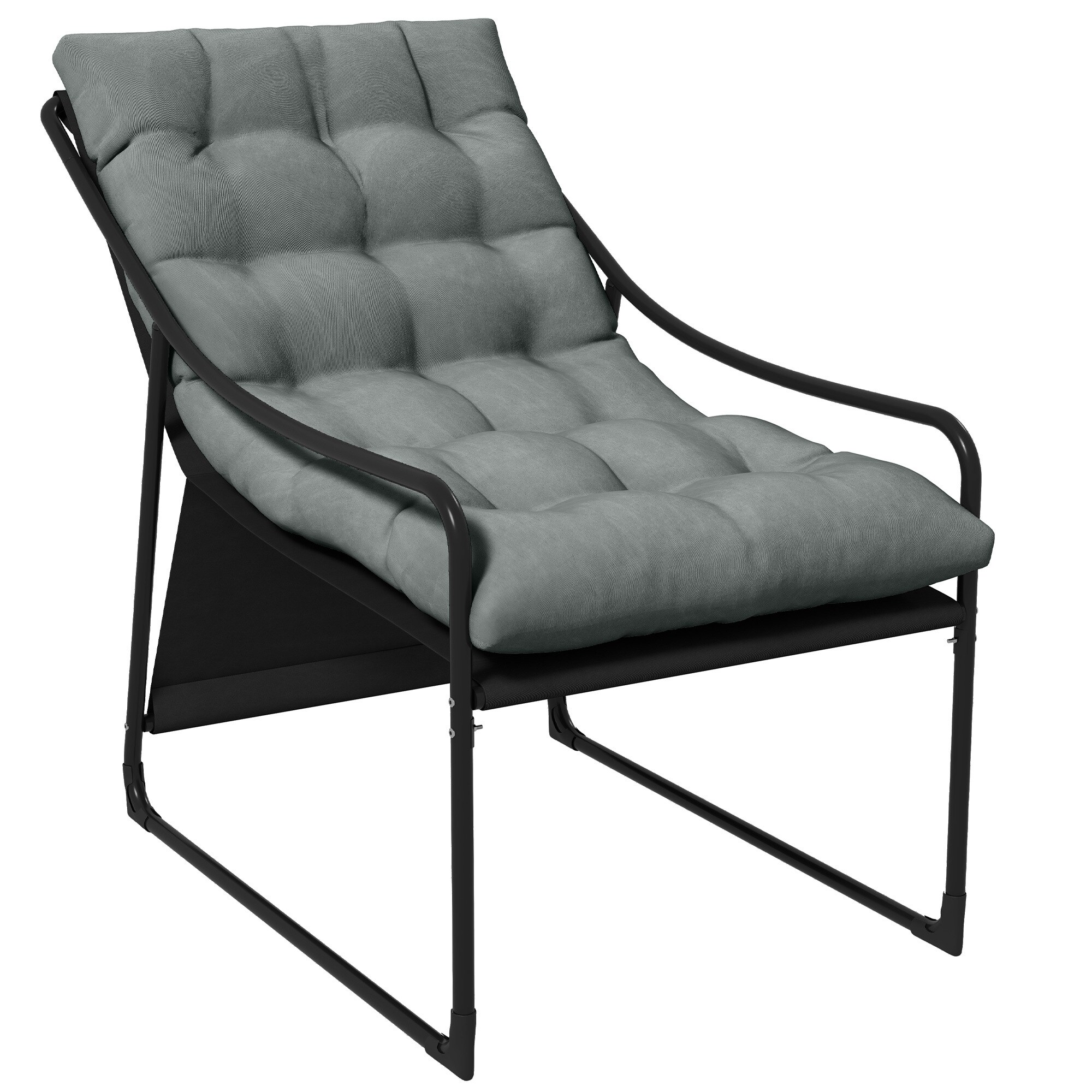 Outsunny Gartensessel mit Sitzkissen grau 62L x 110B x 88H cm