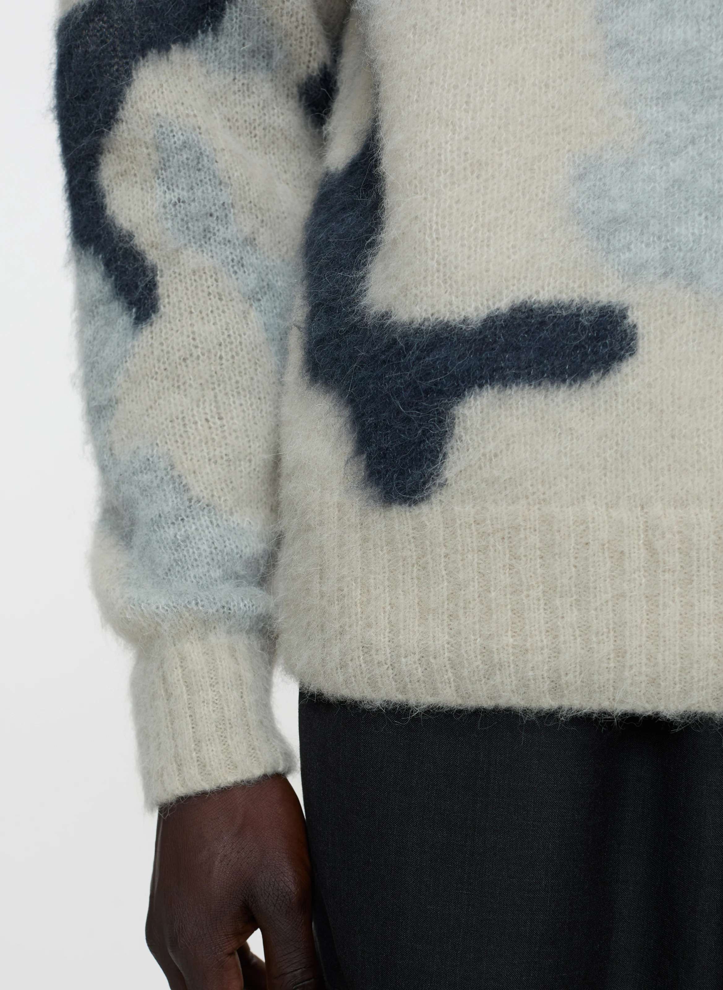 Pull imprimé en laine mélangée | Gris