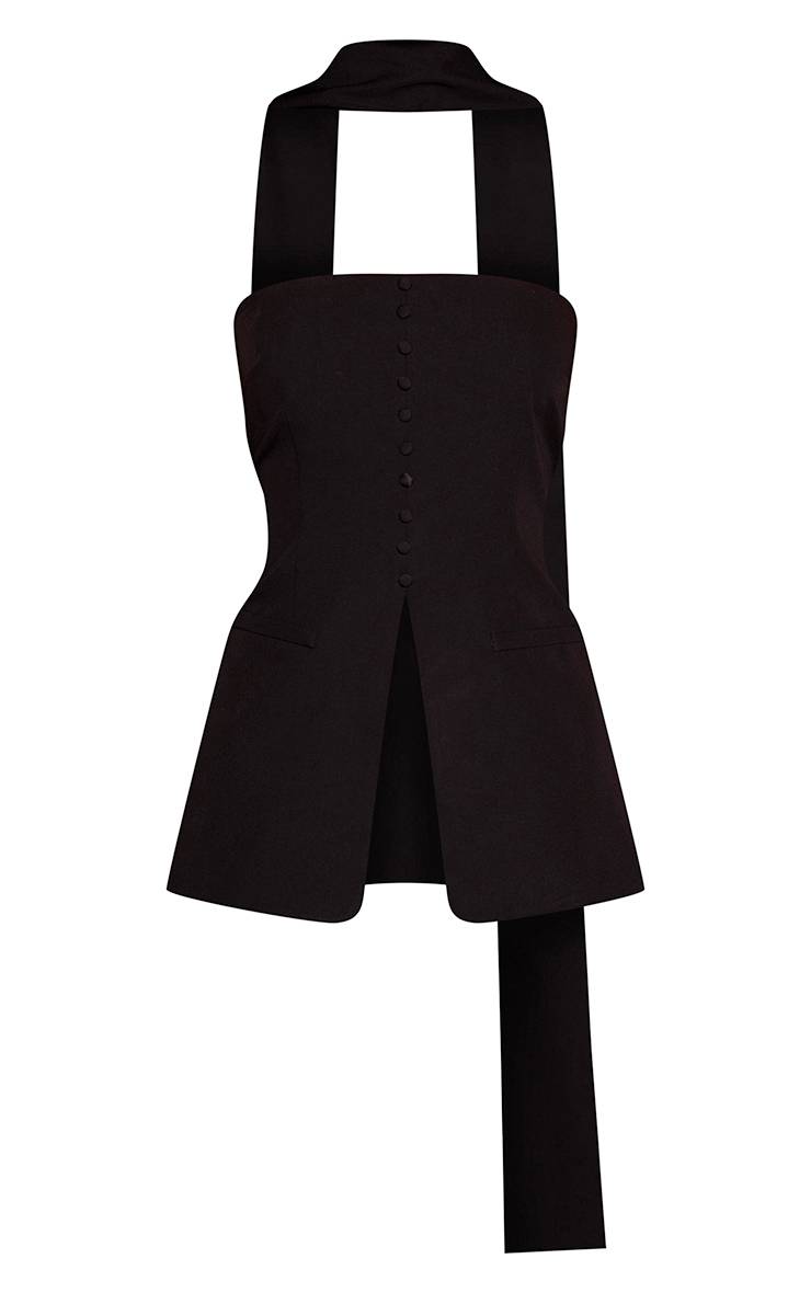 Noir Haut Bandeau Ajusté À Ourlet Fendu