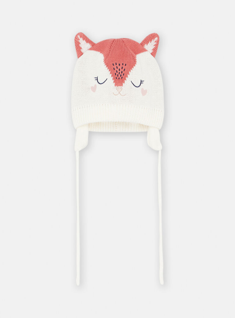 Chapka corail foncé à animation renard