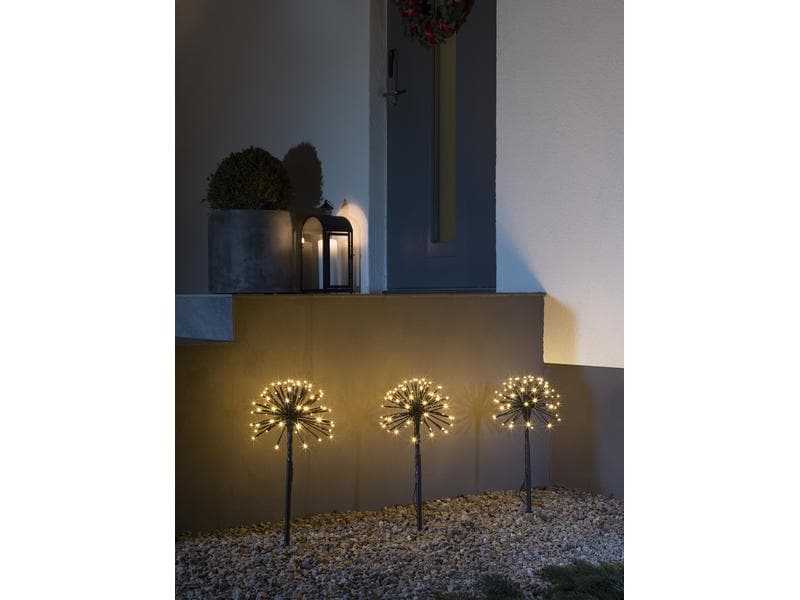 Konstsmide LED Spiessleuchte, 50 cm, Schwarz, 3er Set Pusteblumen mit Erdspiessen