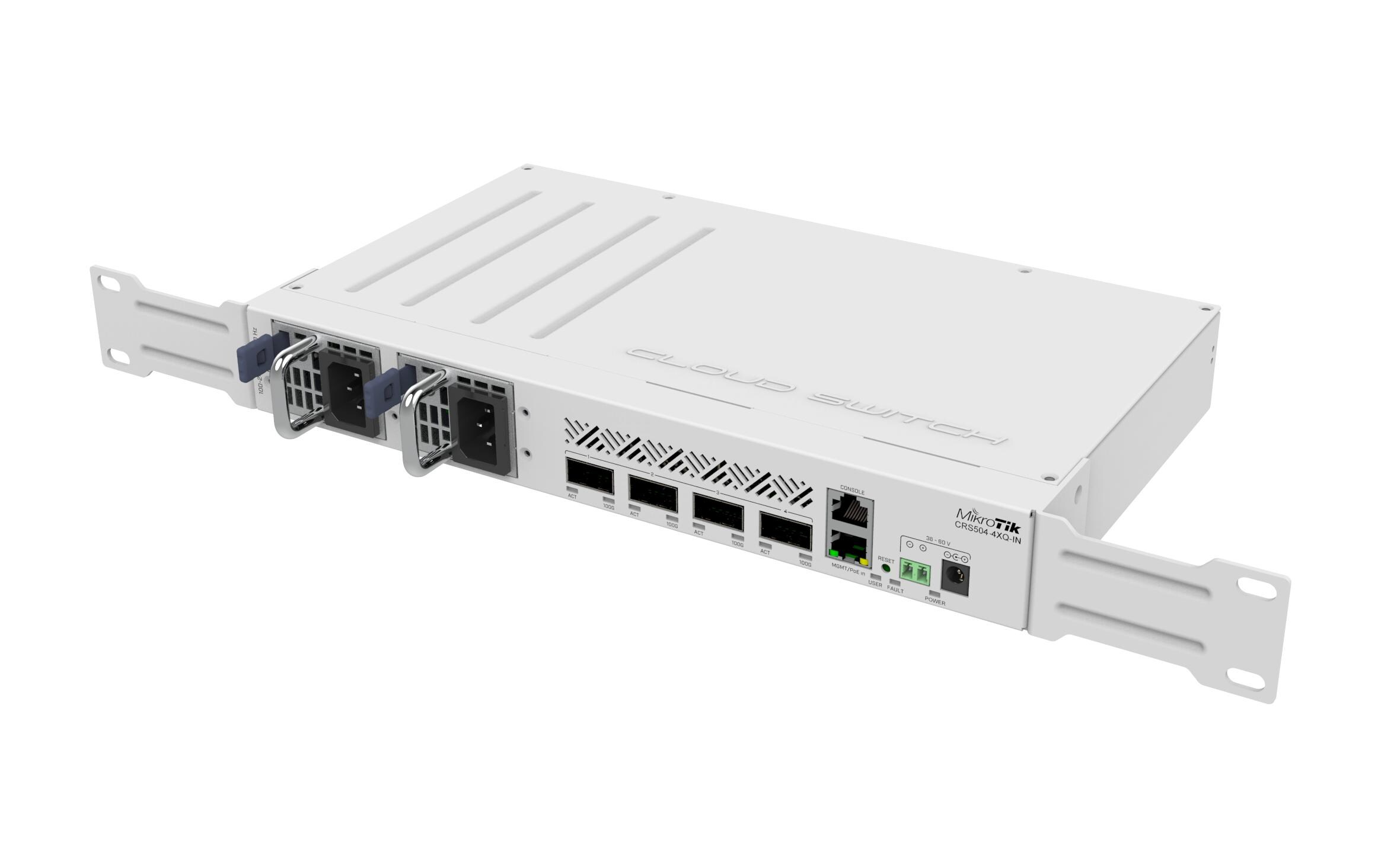 QSFP28 Switch CRS504-4XQ-IN 4 Port<br>Ihr kostengünstiger, kompakter und energieeffizienter Einstieg in die Welt der 100-Gigabit-Netzwerke. Dieser Switch ist der nächste Schritt bei der Aufrüstung bestehender 10- oder 25-Gigabit-Netzwerke. Mehrere St