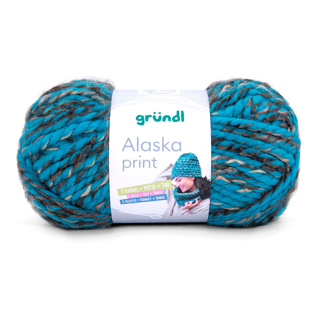 Pelote de laine ALASKA bleu marron beige 100g